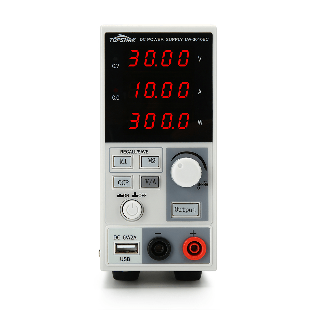 Topshak Professional 220V/110V 0-30V 0-10A 300W Programmable DC Power Supply Display Adjustable Regulated Power Supply - MRSLM