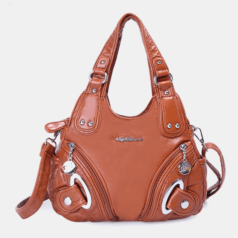 Women Soft Leather Handbag Solid Handbag Crossbody Bag - MRSLM