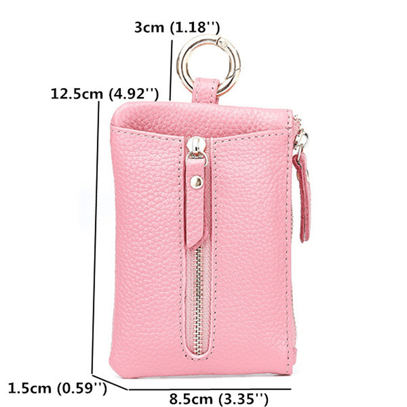 Genuine Leather Women Zipper Card Holder Girls Small Coin Bags Key Chain Bags - MRSLM