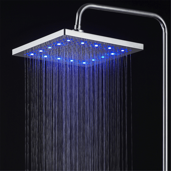 Showerhead 8" LED Rainfall Square Shower Head Automatically 7 Color-Changing - MRSLM