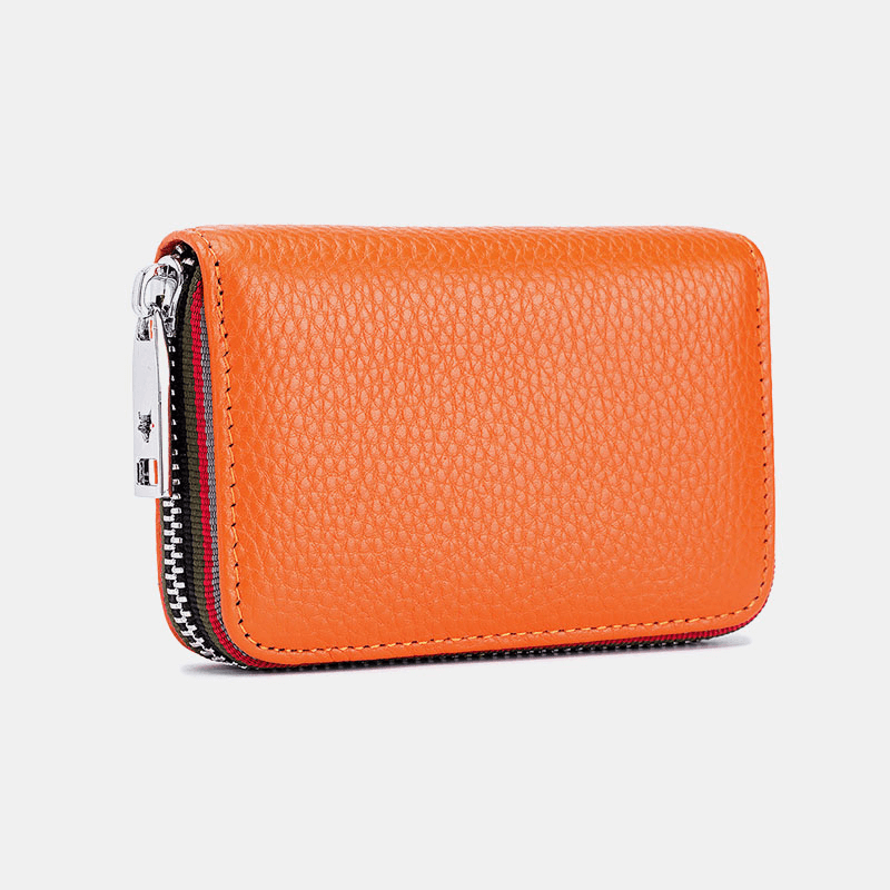 Women Genuine Leather Organ Design Multi Card Slot Small Card Holder Wallet - MRSLM