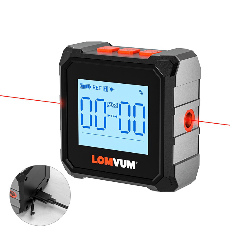 LOMUVM GR20 360° Mini Digital Protractor Laser High Precision Magnet Goniometer Inclinometer Universal Bevel Digital Level Angle Finder Angle Measurement Tool - MRSLM