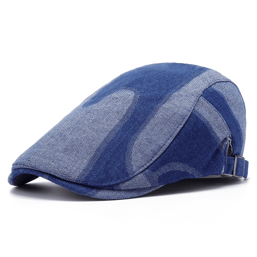 Unisex Denim Short Brim Distressed Blue Sunshade Peaked Cap - MRSLM