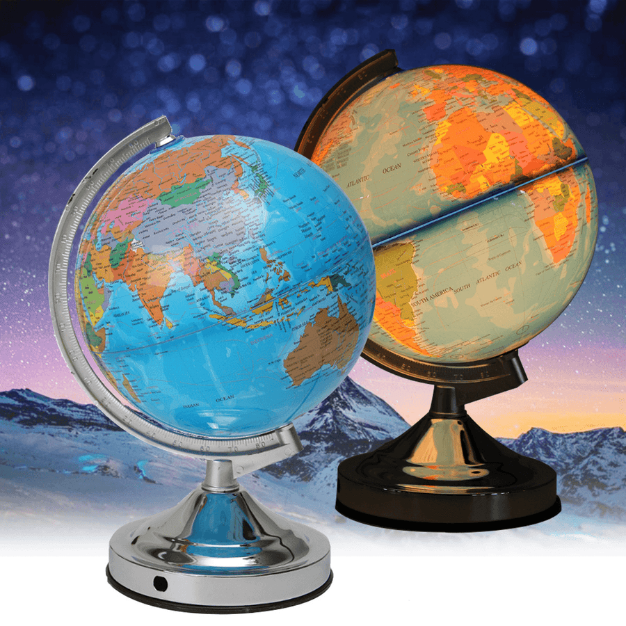 Illuminated Lamp Rotating World Earth Globe Ocean Desk Globe LED Night Light - MRSLM