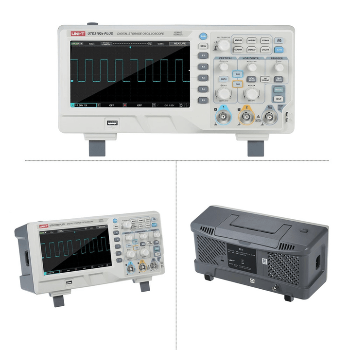 UNI-T Utd2102E plus Digital Oscilloscope with 7-Inch LCD Display Scopemeter with 100Mhz Bandwidth 2 Channels 500MS/S Real Time Sample Rate 64Kpts Depth Storage - MRSLM