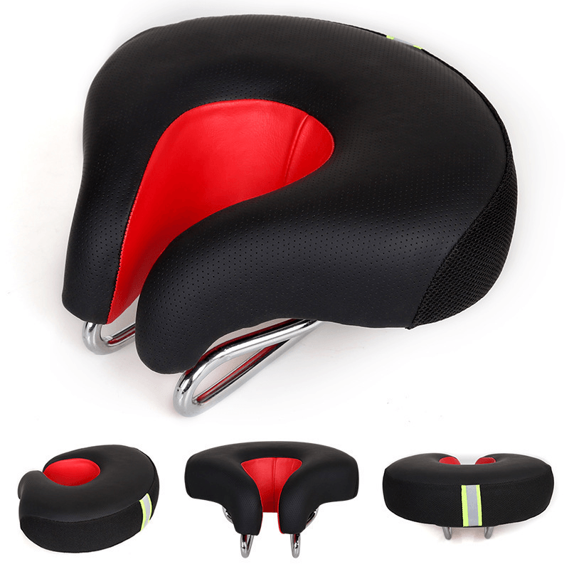 BIKINGHT PU Bicycle Saddle Reflective Strip Thickened Soft Saddle Bike Mountain Bike Seat Cushion for Outdoor Sports - MRSLM