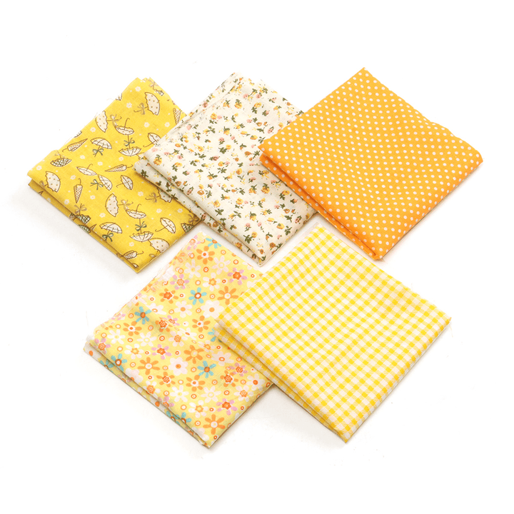 5Pcs/Set 19.7'' Series Fabric Cotton Bundles Fat Quarters Polycotton Material Florals Gingham Spots Non Woven Fabric - MRSLM