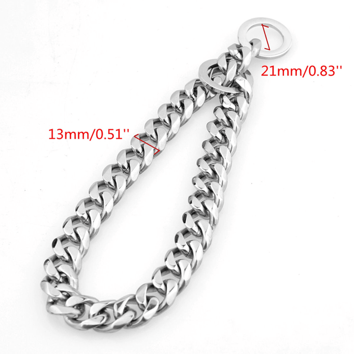 13Mm Silver Cut Curb Cuban Link Stainless Steel Dog Chain Pet Collar - MRSLM