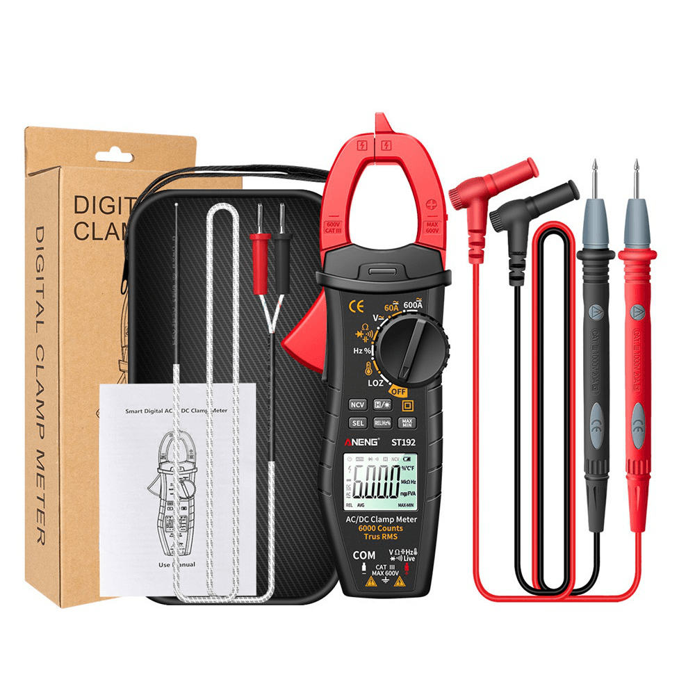 ANENG ST192 Digital Clamp Meter AC/DC Current True RMS 6000 Counts Multimeter Ammeter Voltage Tester Car Amp Hz Capacitance NCV Ohm Test - MRSLM