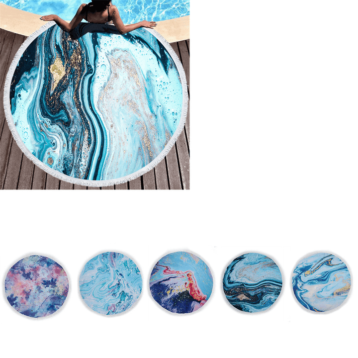 Multifunction round Beach Blanket Sunscreen Shawls Wall Hanging Beach Mat Camping Travel Picnic Mat - MRSLM