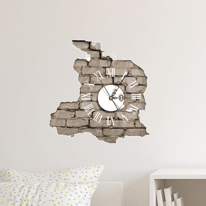 PAG STICKER 3D Wall Clock Decals Breaking Cracking Wall Sticker Home Wall Decor Gift - MRSLM