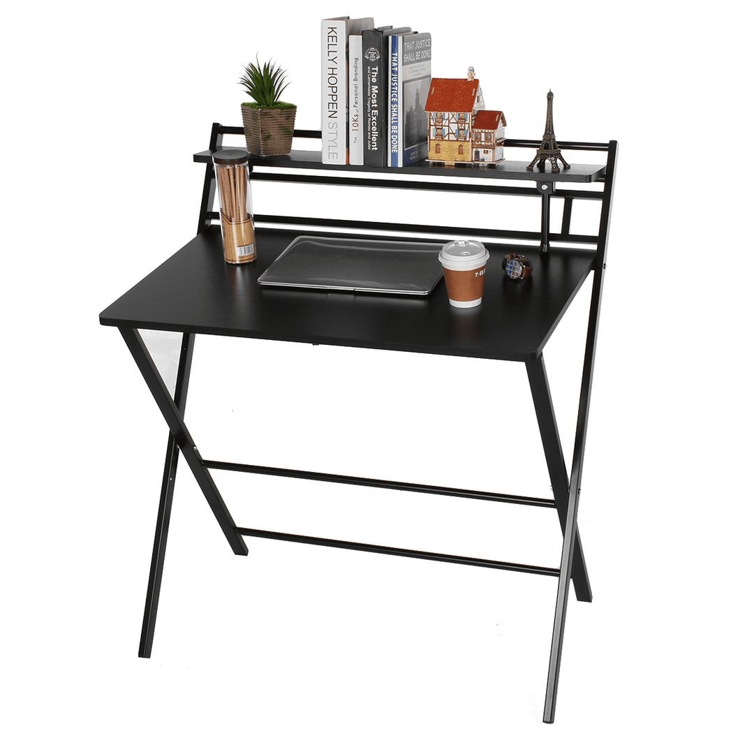 Foldable Computer Desk Table Student Writing Study Table with Storage Shelf Workstation Table Morden Laptop Table for Office Home - MRSLM