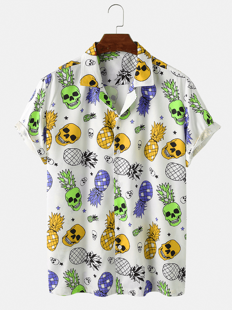 Mens Funny Cartoon Print Short Sleeve Casual Shirts - MRSLM