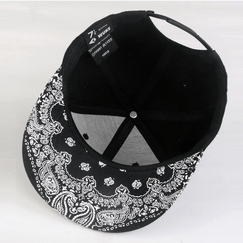 Cashew Flower Korean Hip-Hop Hat Flat Brim Hat Fashion Print Baseball Cap for Men - MRSLM