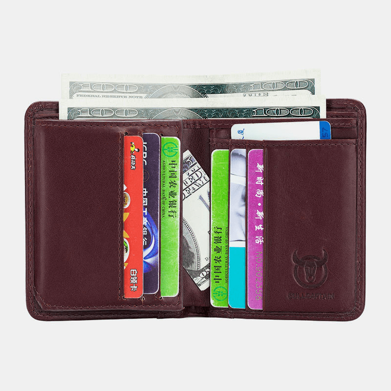 Bullcaptain RFID Antimagnetic Vintage Genuine Leather 9 Card Slots Wallet - MRSLM