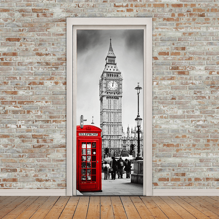 3D Art Door Wall Fridge Sticker Big Ben Decal Self Adhesive Mural Scenery Home Decor - MRSLM