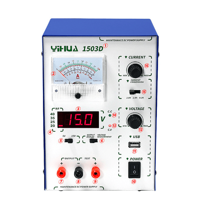 YIHUA 1503D 15V 3A 110V/220V Precision Variable Dual Digital DC Power Supply Lab Test - MRSLM