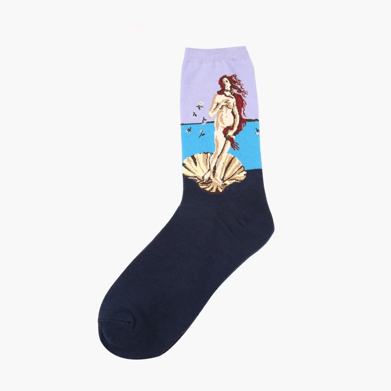 Unisex Mona Lisa Oil Painting Cotton Tube Socks - MRSLM