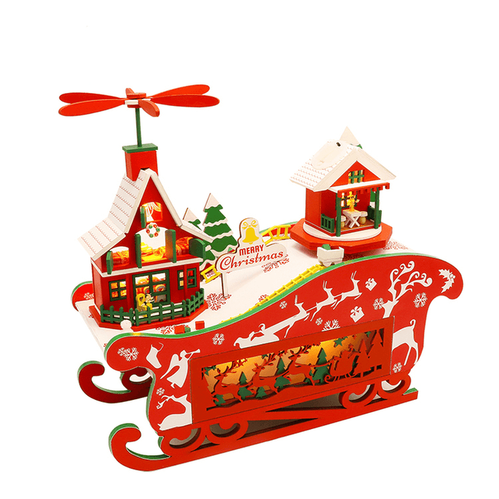 Hongda M908 Fantasy Christmas Night DIY Assembly Cottage Piggy Bank Doll House with Music and LED Light - MRSLM