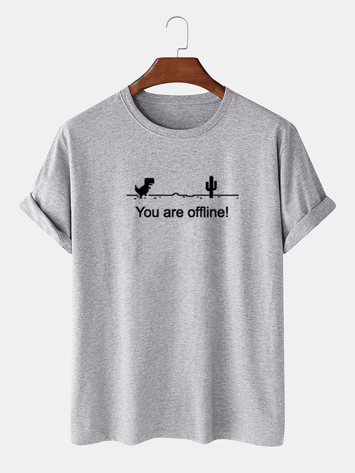 Cotton Dinosaur Game Slogan Print Funny Short Sleeve T-Shirts - MRSLM