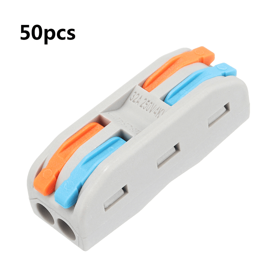 Excellway PCT-2 50Pcs 2Pin Colorful Docking Connector Electrical Connectors Wire Terminal Block Universal Electrical Wire Connector - MRSLM