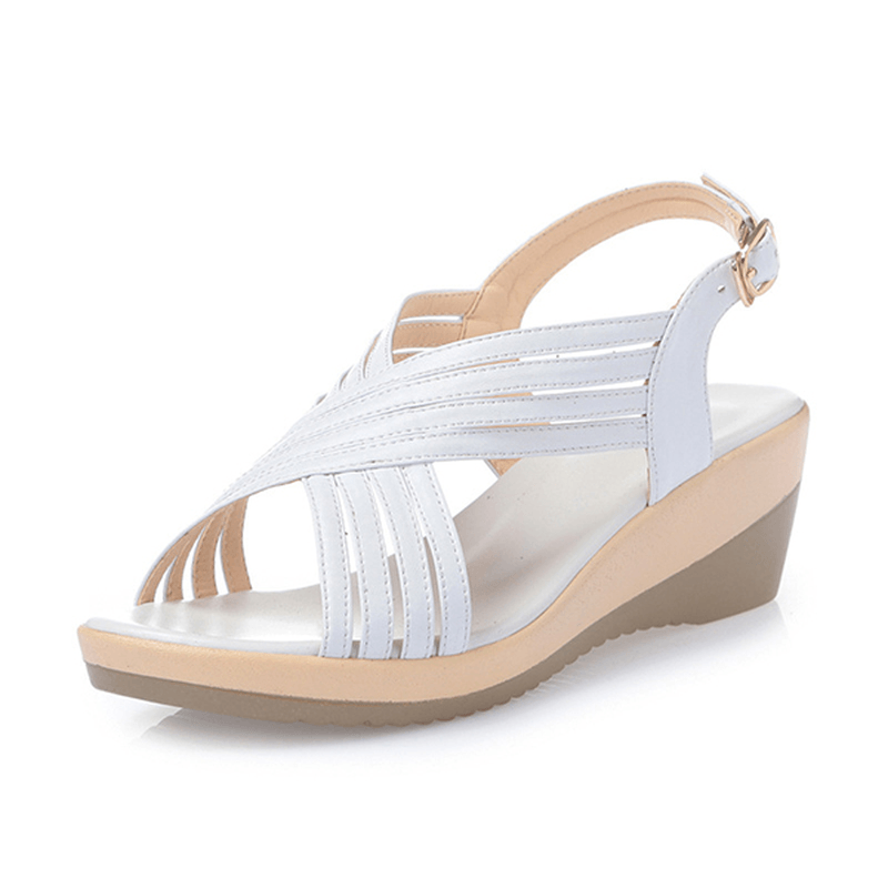 Genuine Leather Casual Comfy Wedge Sandals - MRSLM