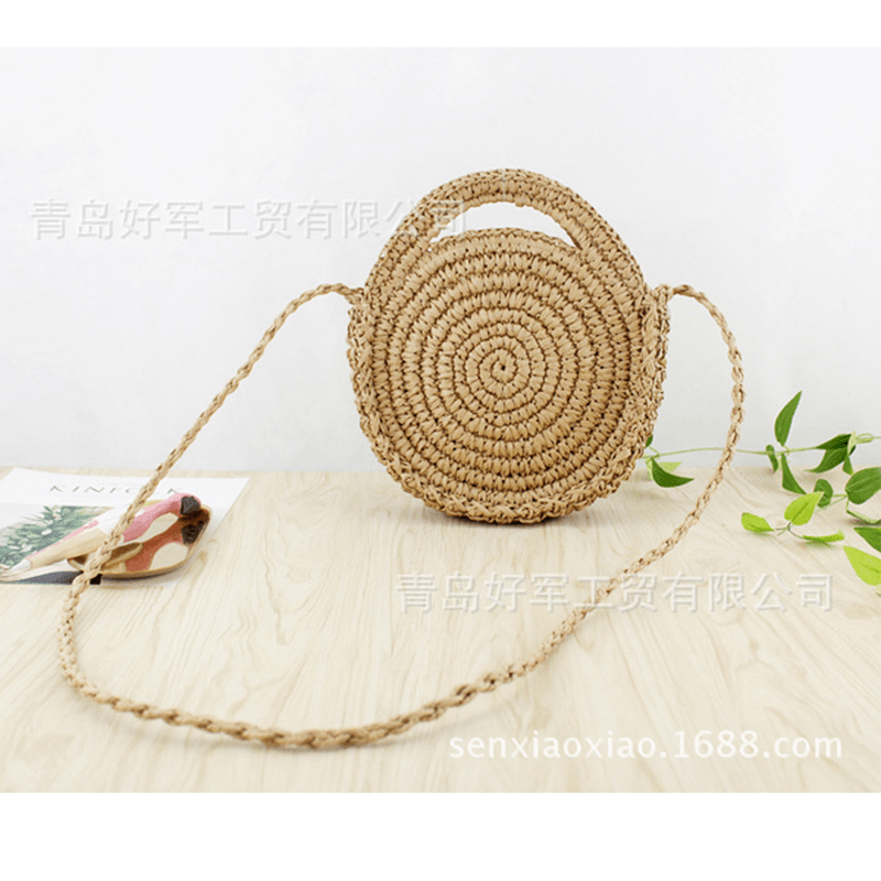 Women Straw Canteen Light Crossbody Bag Phone Bag Beach Bags - MRSLM