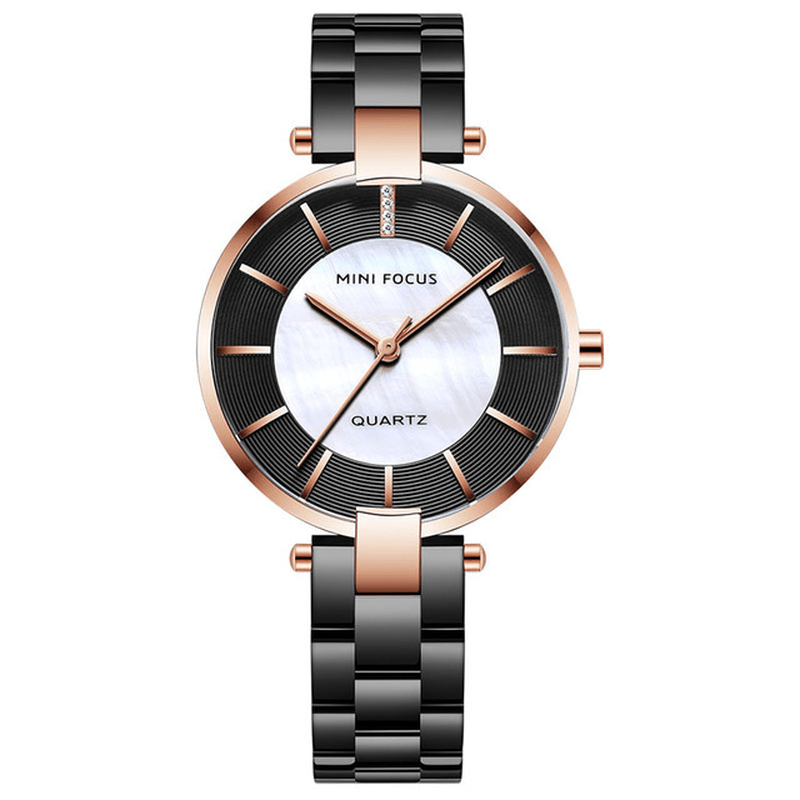 MINI FOCUS MF0224L Elegant Dress Analog Clock Metal Strap Fashion Women Watch Quartz Watch - MRSLM