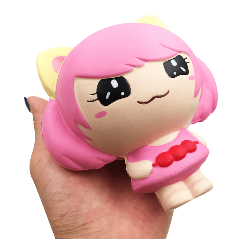 Squishyfun Pink Little Girl Squishy Hanging Decoration 12CM Cute Doll Gift Collection Packaging - MRSLM