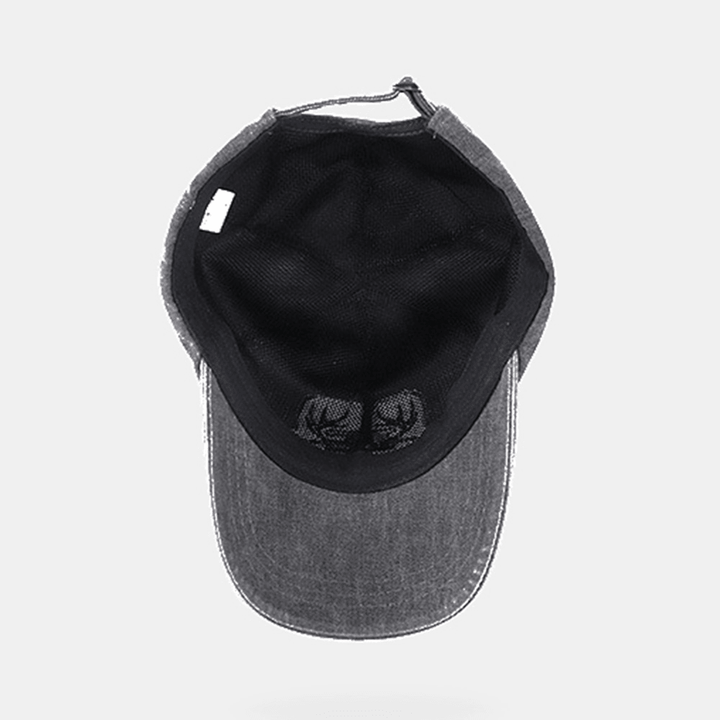 Men Cotton Soft Top Big Brim Embroidery Baseball Cap Casual Adjustable Breathable Fitted Cap - MRSLM