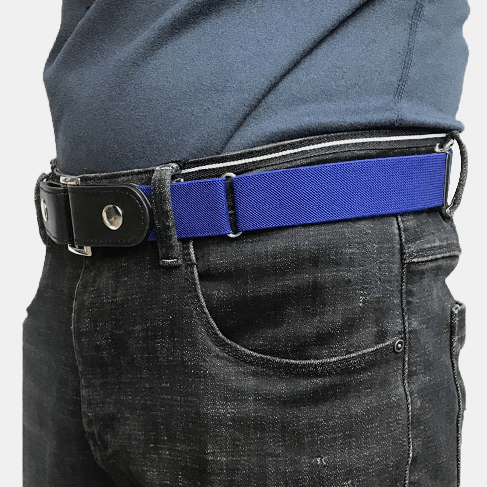 Men PU Leather Adjustable Slim Elastic Invisible Dual-Usage Wild Jeans Belt - MRSLM