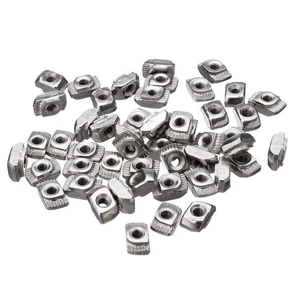 Drillpro 50pcs M3 T Sliding Nut Zinc Plated Carbon Steel T Sliding Nut for 2020 Aluminum Profile - MRSLM