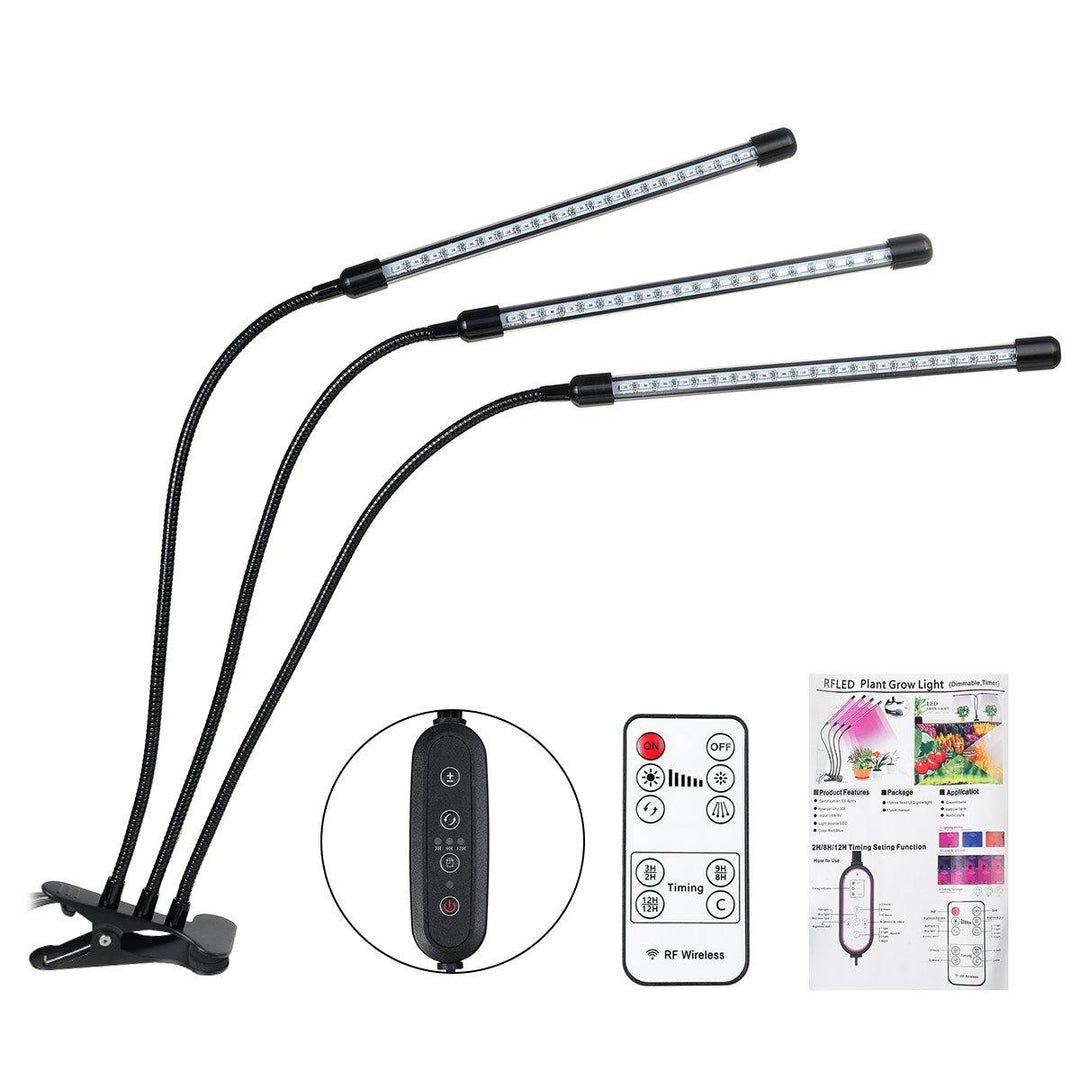 18W/20W/27W 2/3/4 Heads USB LED Plant Growing Light Clip-on Flexible Lamp with Remote Control DC5V - MRSLM