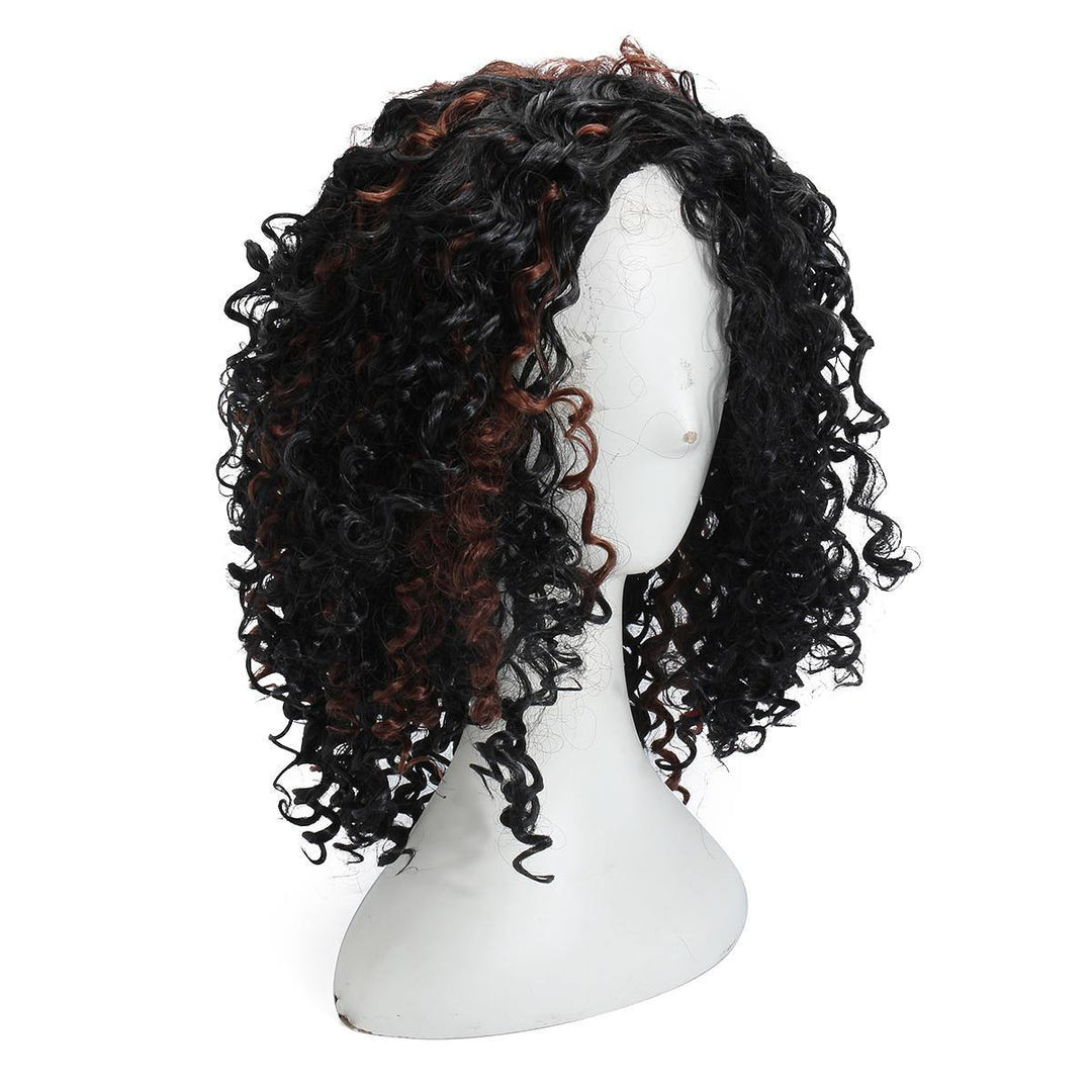 Brazilian Black Brown Hair Deep Wavy Curly Lace Front Full Wig - MRSLM