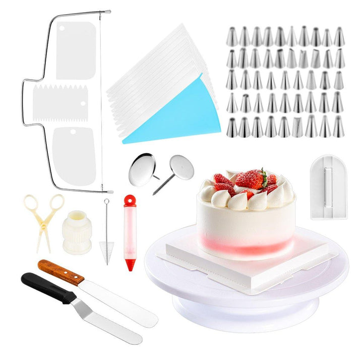 73 Pcs Cake Decorating Sets Stainless Pastry Nozzles Cake Turntable Sets Confectionery Bag Baking Tools For Cakes - MRSLM