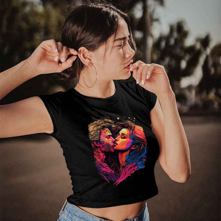 Passion Women's Cropped T-Shirt - Couple Print Crop Top - Unique Cropped Tee - MRSLM