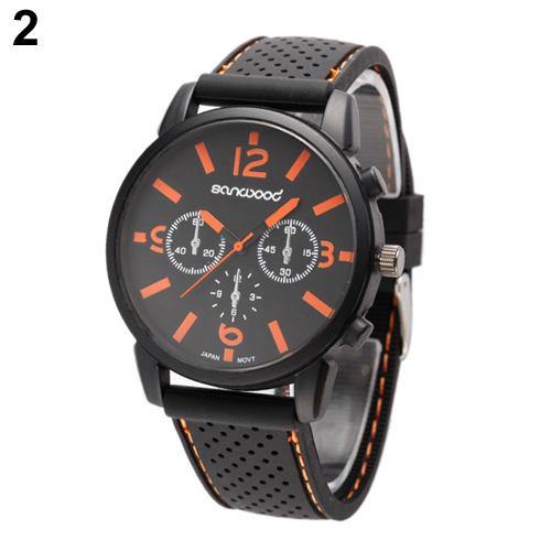 Men Numeral Dial Silicone Band Wristwatch Quartz Analog Casual Sport Wrist Watch - MRSLM