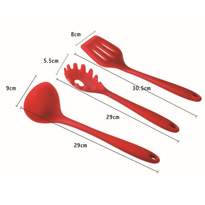 10PCS Silicone Kitchen Utensils Kitchenware Set Tableware Cooking Tools with Non-Stick Cookware Pan Scoops - MRSLM