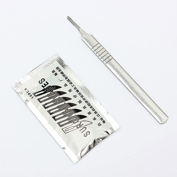 10pcs #11 Carbon Steel Surgical Scalpel Blades + 1pc #3 Handle - MRSLM