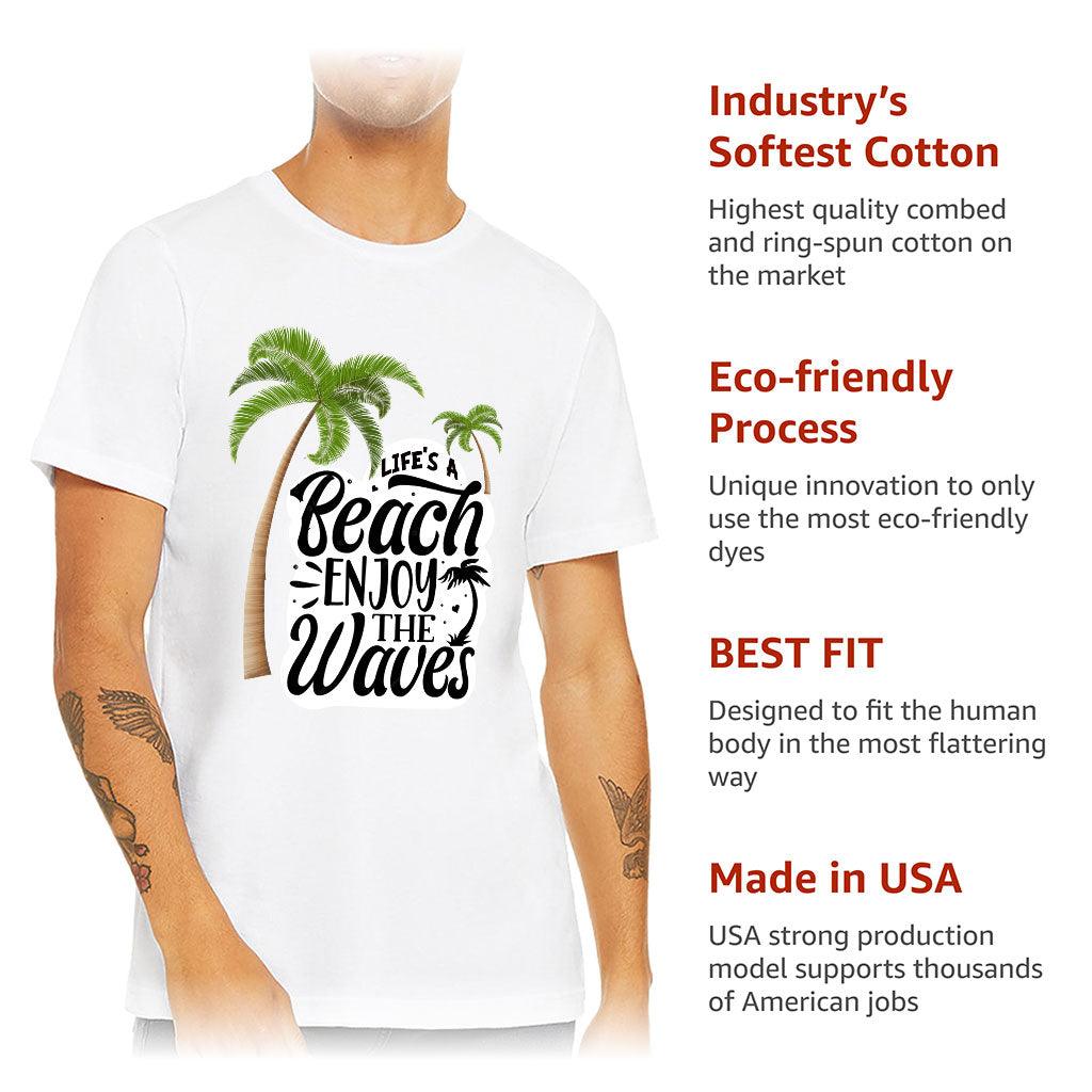 Life's a Beach Enjoy the Waves Short Sleeve T-Shirt - Cute T-Shirt - Illustration Short Sleeve Tee - MRSLM