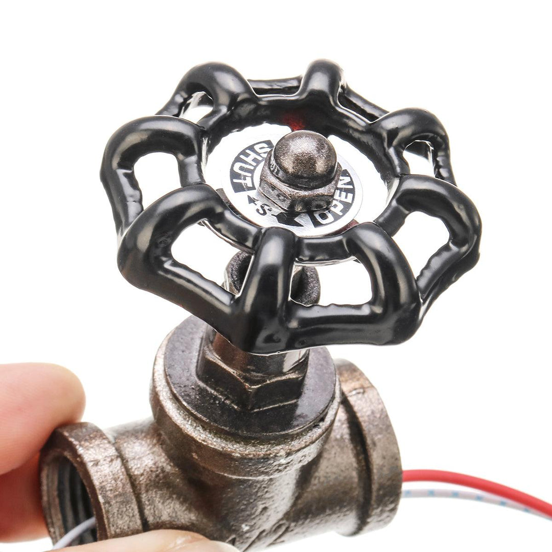 Iron Black Vintage Steampunk 1/2 Inch Stop Valve Light Switch With Wire Pass Thru - MRSLM