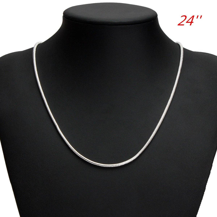 925 Silver Plated 3MM Simple Snake Unisex DIY Necklace Chain - MRSLM