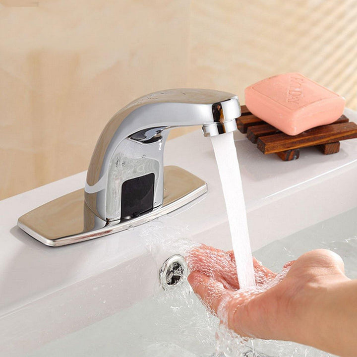 Bathroom Sink Mixers Sensor Tap Chrome Brass Automatic Hands Free Infrared Basin Faucet - MRSLM