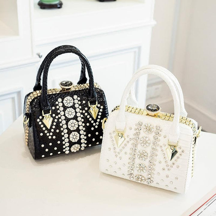 Women's Diamond-studded Single-shoulder Messenger Snake Print Lock Bag - MRSLM