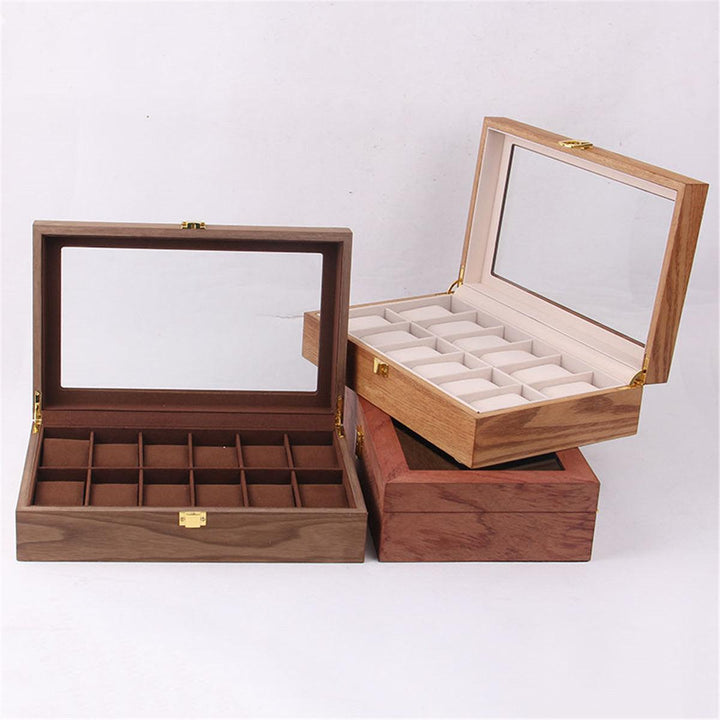 6/10/12 Slots Solid Wooden Watch Box Display Organizer Jewelry Storage Case - MRSLM