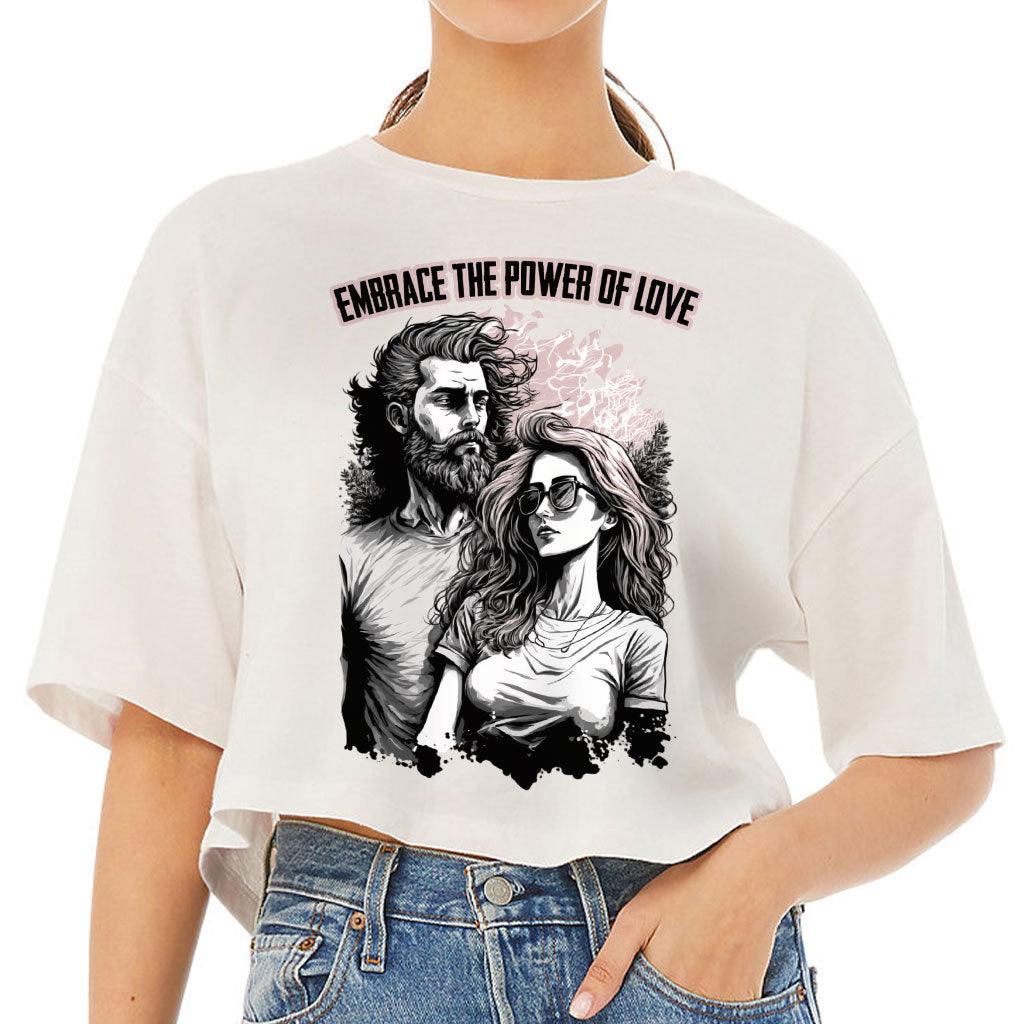 Embrace the Power Of Love Women's Crop Tee Shirt - Graphic Cropped T-Shirt - Unique Crop Top - MRSLM