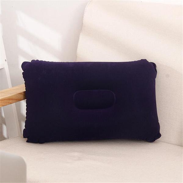 Folding Double Sided Inflatable Pillow Suede Fabric Cushion Camping Home Bedding Decor - MRSLM