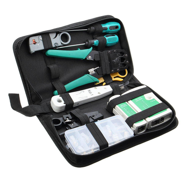 11pcs Network Combination PC Cable Wire Tester Crimping Cutter Punch Tools Kit Set - MRSLM