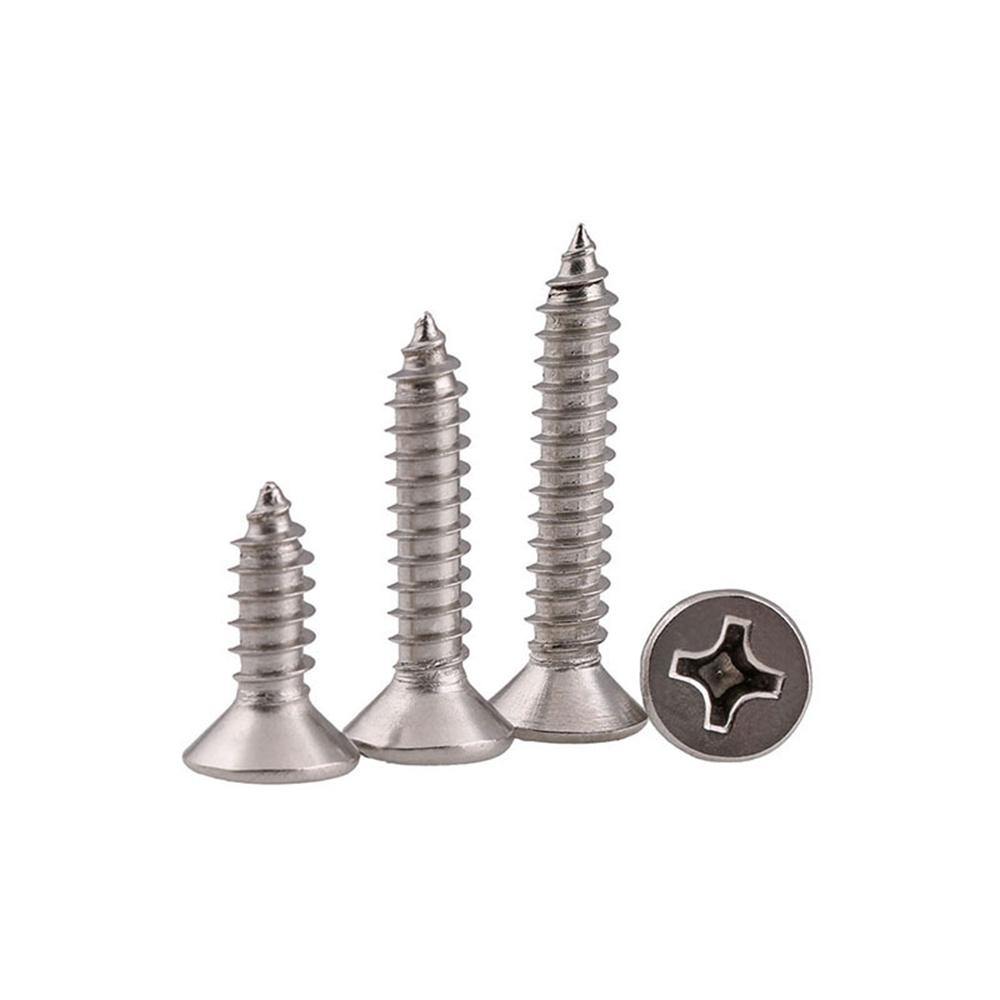 Suleve M2.3SP1 100Pcs M2.3 304 Stainless Steel Cross Flat Head Self Tapping Screw Wood Screws Speaker Screws Optional Length - MRSLM