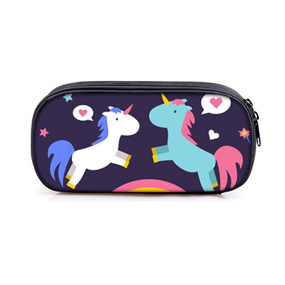 Unicorn Pencil Case Large Capacity Oxford Fabric Pen Box Stationery Cosmetic 4 Patterns Pen Holder For Student Children - MRSLM